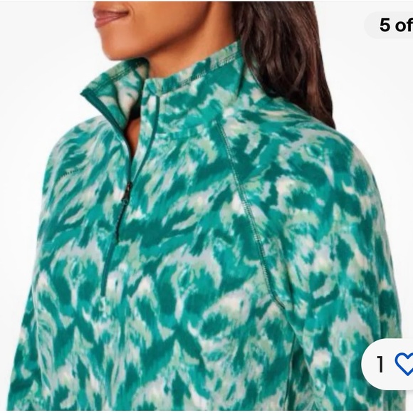 Eddie Bauer 1/2 Zip Recycled Fleece Pullover Sea-foam Green White Abstract Print - Picture 7 of 15